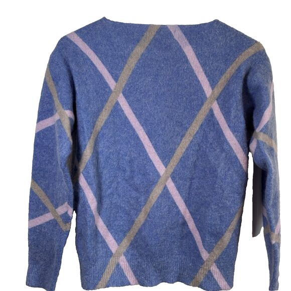 Bianco & Blu Mohair/Wool Blend Blue&Pink Knit Sweater Size Medium made in Italy - Picture 4 of 15